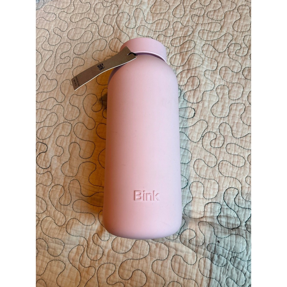 Bink Big Bottle 36oz Borosilicate Glass Water Bottle Pink Silicone Sleeve NEW
